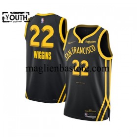 Maglia NBA Golden State Warriors Andrew Wiggins 22 2023-2024 Nike City Edition Nero Swingman - Bambino